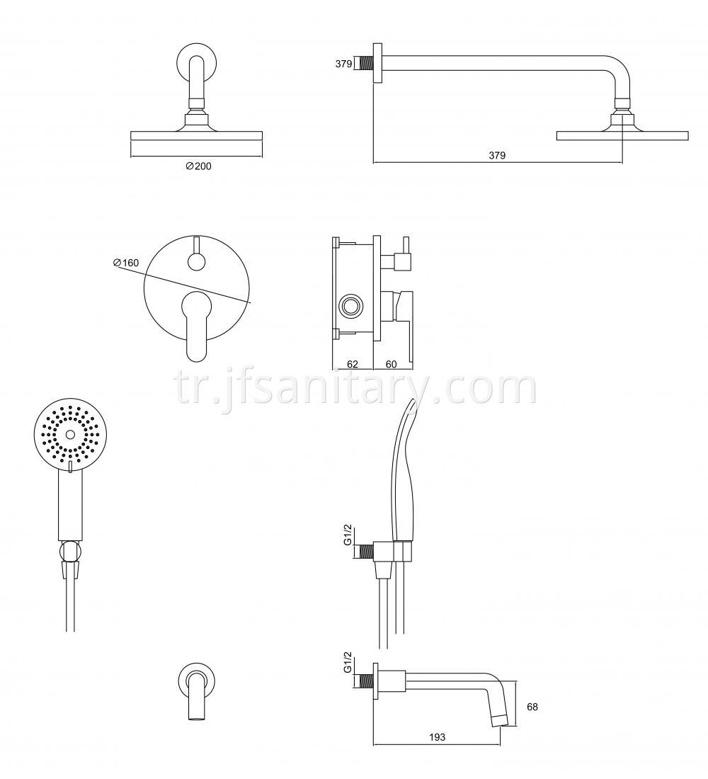 Line Drawing Of Europe Style In Wall Shower System
